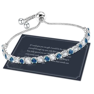 Regalo Donna, Bracciale Donna Argento 925 Con 5A Sparkle Zircone Bracciale Tenni - Foto 1 di 7
