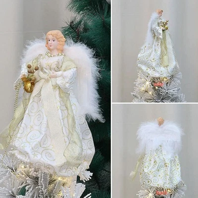 30cm Traditional Silver Angel Fairy Christmas Tree Topper Ornament Decorati*on - Image 1 of 4
