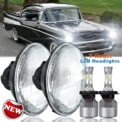 Par de faros LED redondos de 7 pulgadas haz alto/bajo aptos para Chevrolet Bel Air 1953-1957 Foto 1 de 4
