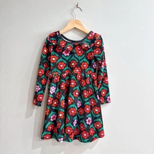 Hanna Andersson Print Velour Super Soft Skater Dress Floral Y2K Girls Size 4 - Picture 1 of 6
