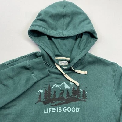 Moletom Life is Good com capuz masculino grande EUA espalhado boas vibrações mountains alce - Imagem 1 de 4