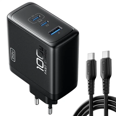 INIU 100W USB C Ladegerät, Laptop Schnellladegerät Mit USB C Kabel, Gan 3-Port M - Bild 1 von 4