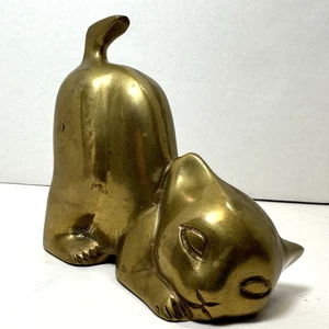 Vintage Mid Century Messing Katze Kätzchen rechte Buchstütze - Waccamaw Messing funktioniert - Bild 1 von 5