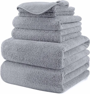 POLYTE Oversize, 60 x 30 in., Quick Dry Lint Free Microfiber Bath Towel Set, 6 - Picture 1 of 4