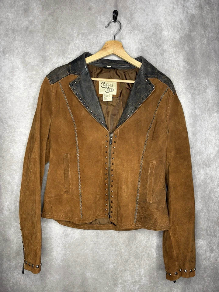 Chaqueta de Colección Cripple Creek Gamuza Cuero Western Ranch Para Mujer’s Grande Foto 1 de 4