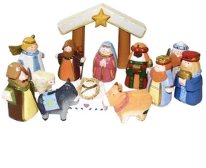 Erste Kinderkrippe 12 Holzfiguren handgeschnitzt Weihnachten Kurt Adler - Bild 1 von 4