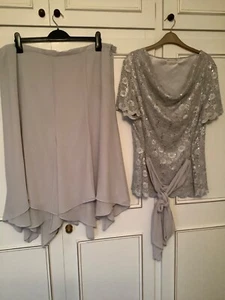 Jacques Vert Size 22 Silver Grey Skirt And Top Wedding/Occasion - Picture 1 of 6