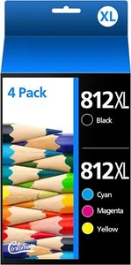 Epson 812XL Ink Cartridge Combo Pack Black Cyan Magenta Yellow 4 Pack - Picture 1 of 7