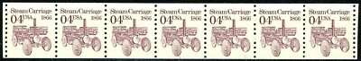 Steam Carriage Untagged Dull Gum Coil Strip of 7 MNH PNC7 Plate 1 Scott's 2451B - Image 1 of 2