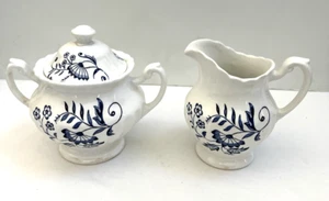 J & G Meakin LEGATO Crema Y Azúcar Cuenco Con Tapa Clásico Blanco y Azul Inglaterra - Imagen 1 de 15