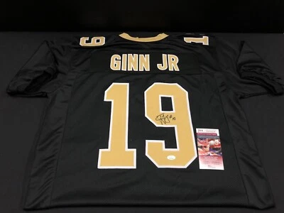 TED GINN JR 新奥尔良圣人签名亲笔签名定制黑色球衣 JSA W 正品证书 — 第 1/3 张图片