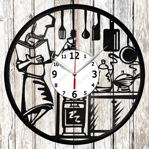 Cooking Kitchen Vinyl Wall Clock Made Of Vinyl Record Fan Art Handmade 1613 Cover