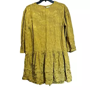 Mini Vestido ZARA 13 14 Amarillo Estampado Floral Dobladillo en Niveles - Imagen 1 de 9