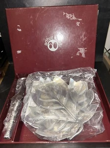 Arthur Court 8" Leaf Pattern Plate With Cheese Server Set, New In Original Box - Picture 1 of 9