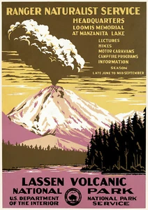Poster da viaggio - Parco Nazionale / USA Lassen Volcanic / 1938 - Ristampa d'epoca A4 - Foto 1 di 1