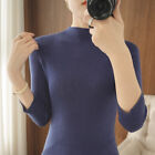 Lady Knitted Basic Top Shirt Mock Neck Jumper Sweater Knitwear Pullover Casual