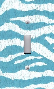 Light Switch Plate Switchplate & Outlet Covers JUNGLE ANIMAL ZEBRA BLUE WHITE - Picture 1 of 26