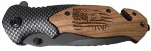 Handmade Eagle Flag Engraved 8" Blade Folding Pocket Knife Custom Design - Picture 1 of 8