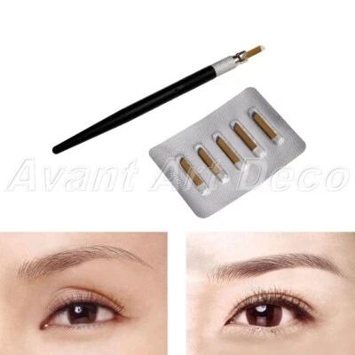 Microblading Tatuaggio Sopracciglia Trucco Permanente Lama Manuale 14 Aghi + Kit Penna - Immagine 1 di 4