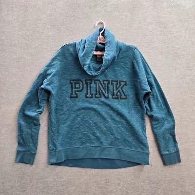 ROSA Victoria's Secret Mujer Sudadera Grande Azul Logo Capucha Cuello Manga Larga Foto 1 de 4