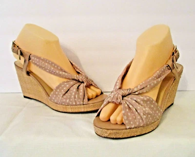 KATE SPADE New York Frenzy сплетенный клинья в горошек холст сандалии туфли 9,5 М - Изображение 1 из 4