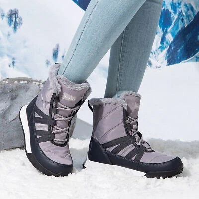 Botas de nieve para mujer forradas de piel sintética para tirar de invierno impermeables cálidas botas de esquí para nieve Foto 1 de 4