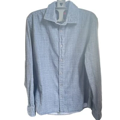 Altea Mens Premium Italian Blue  Long Sleeve Button Up Geometric Print Sz XL - Image 1 of 4