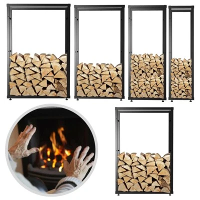MUCOLA Estante de leña para chimenea soporte de leña estante de leña soporte de leña para chimenea metal 100x150 cm