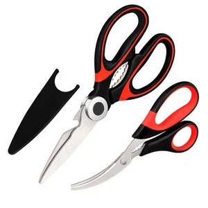 Kitchen Shears Set of 2, Heavy Duty Kitchen Scissors Seafood Scissors - Picture 1 of 7