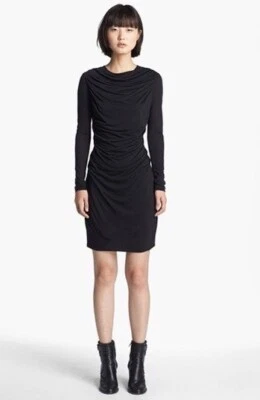 Nuevo con etiquetas Vestido Jersey Cinético Drapeado Manga Larga Negro Casco Lang Para Mujer Talla S Foto 1 de 4