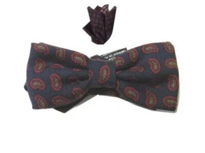 Papillon Wolle Fliege Herren Möglich Komplett E Clutchbag Blau Paisley- Bordeaux - Picture 1 of 9