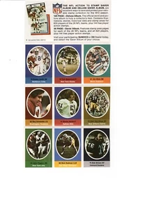 1972 Sunoco Football Stamps (9 Stamps) John Riggins Jets Bubba Smith - Picture 1 of 2