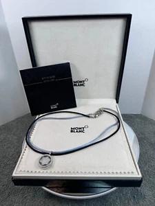 Mont Blanc Sterling Silver Pearl Star Signet Pendant with Satin Cord Necklace's - Picture 1 of 16