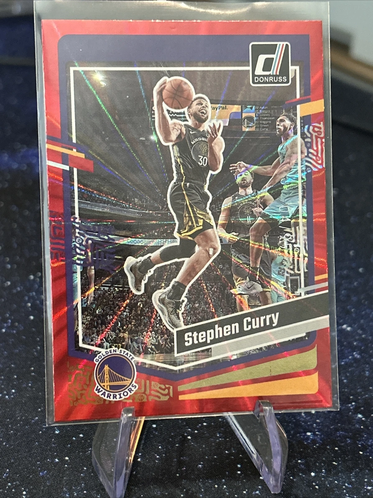 STEPHEN CURRY 2023-24 DONRUSS #65 RED LASER /99 HOLO FOIL SP WARRIORS