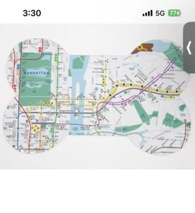 Futter Tischset für Matte Hund Katze NYC U-Bahn Karte Knochenform waschbar - Bild 1 von 2