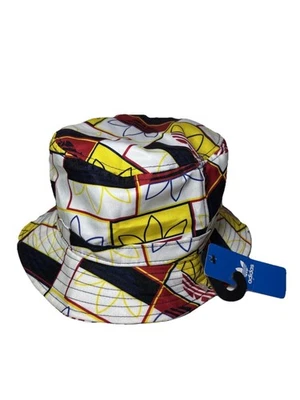 Adidas Unisex Originales Sombrero Cubo Estampado Logotipo Nuevo con Etiquetas Amarillo Azul Blanco Foto 1 de 4