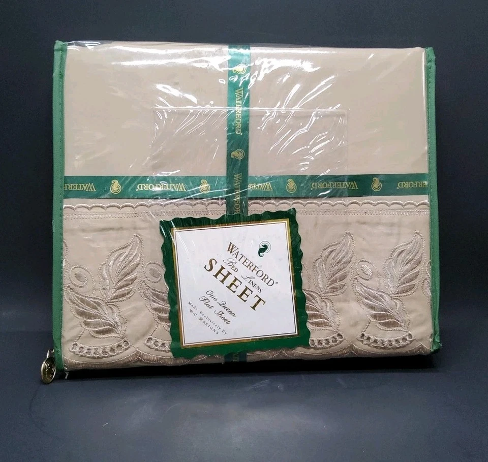 Sábana Plana Waterford Castleroche Bordada Queen Café Algodón NUEVA Foto 1 de 4