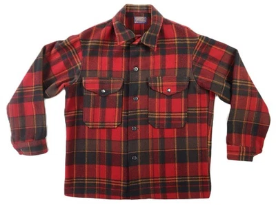 VTG 80s PENDLETON USA Men's M Red Plaid Mackinaw Cruiser Hunting Jacket Shirt - Image 1 of 4
