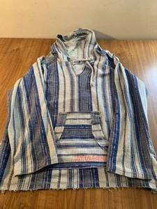 American Crown Baja Pullover California Kapuze gestreift XL Hippie Boho Beach Camp - Bild 1 von 6