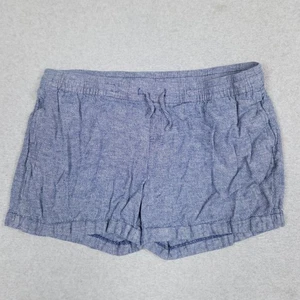 Old Navy Shorts Women's Size XL Linen Blend Blue Drawstring Waist Pull On Shorts - Picture 1 of 9