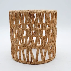 Woven Jute Rope Rattan-style Drum Lampshade 5 1/4"H Boho Coastal Nautical Tiki - Picture 1 of 4