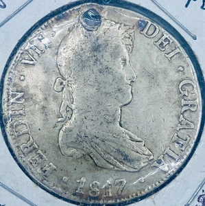1817 PTS Spanish Colonial Bolivia Potosi Mint 8 Reales Ferdin VII Del Gratia - Picture 1 of 2