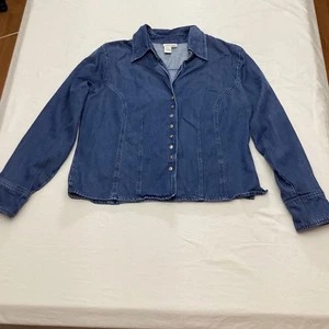 Coldwater Creek Denim Button Down Hemd 1X Blau Denim Langarm - Bild 1 von 8