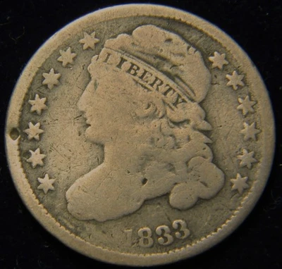 1833 CAPPED BUST DIME, CONDITION IS GOOD-DETAILS, SOME PROBLEMS - Image 1 of 2