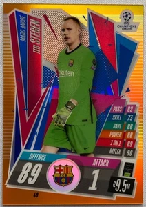 Tarjeta refractora naranja Topps Match Attax cromada 20/21, Ter Stegen #49 #23/25 - Imagen 1 de 2