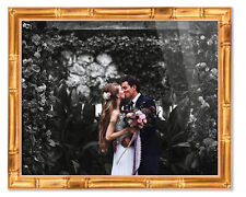 9x7 Frame Gold Bamboo Picture Frame  Modern Photo Frame UV Acrylic, Acid Free