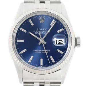 Rolex Herren Datejust 16014 18K Weißgold Stahl blaues Zifferblatt Uhr mit Rolex Band - Bild 1 von 7