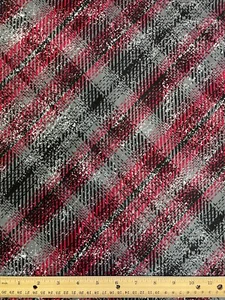 Tela Navidad Rojo Negro Blanco Cuadros Diagonal 100% Algodón Franela 3/4 Yardas 43" - Imagen 1 de 1