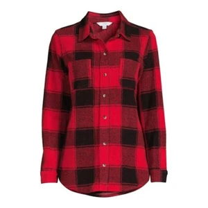 Time and Tru Women's Plaid Button Down Shirt Brilliant Red XXXL (22) - Picture 1 of 4