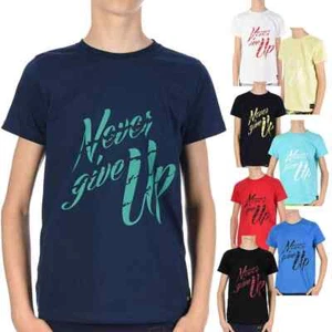 T Shirt Casual Sports Top Blouse Top Never Give Up Kids Boys 30040 - Picture 1 of 31